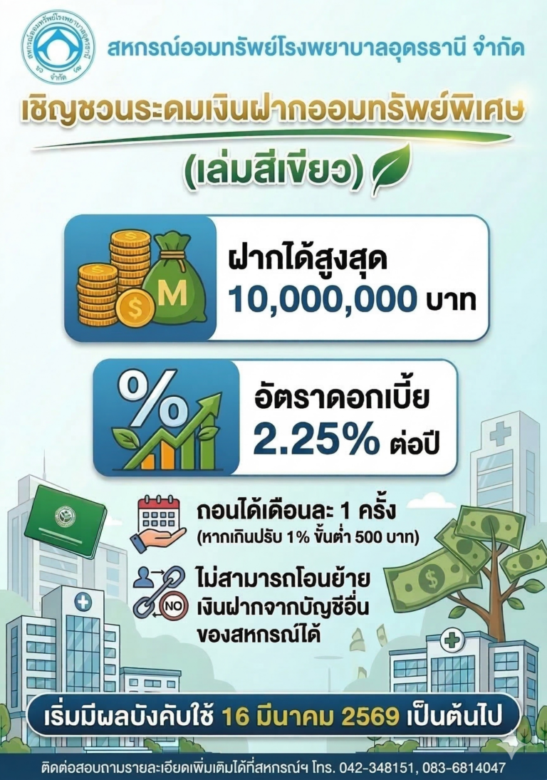 ประกาศรับเงินฝากเล่มเขียว